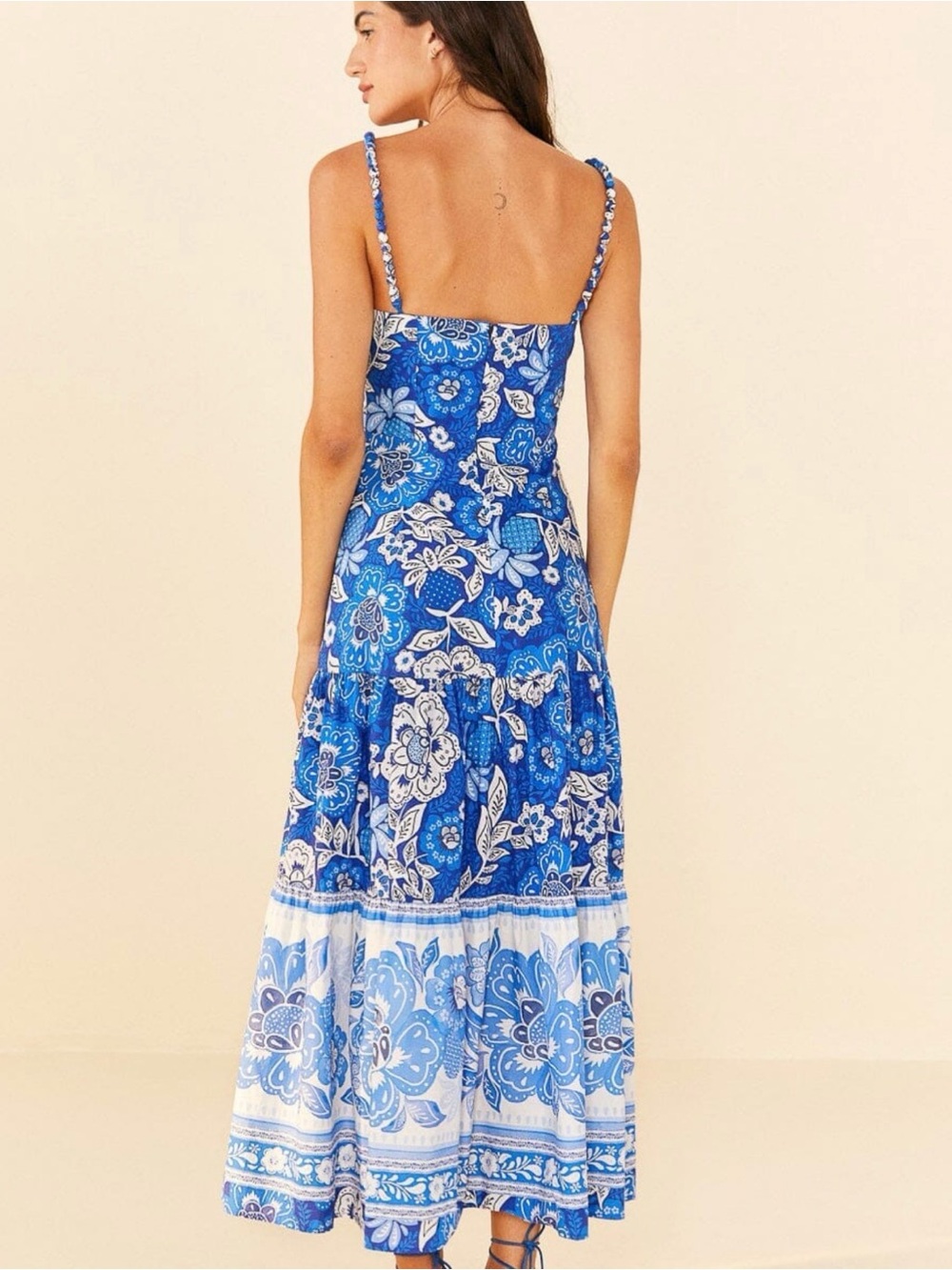 Farm Rio Dress XXS Full of Flowers Blue Midi Floral Sundress Sleeveless NWT $220 - Picture 4 of 15